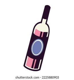 Vektorgrafik einer Spirituosenflasche oder eines alkoholischen Getränks mit süßem Design. rosafarbene Farbe.