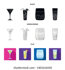 Vector illustration of liquor and restaurant icon. Set of liquor and ingredient vector icon for stock.