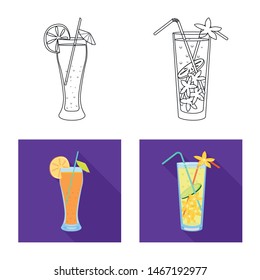 Vector illustration of liquor and restaurant icon. Collection of liquor and ingredient stock symbol for web.