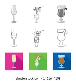 Vector illustration of liquor and restaurant logo. Set of liquor and ingredient vector icon for stock.