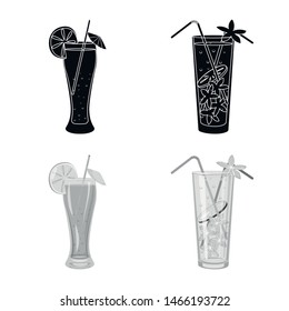 Vector illustration of liquor and restaurant logo. Set of liquor and ingredient stock vector illustration.