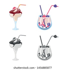 Vector illustration of liquor and restaurant logos. Set of liquor and ingredient stock symbol for web.