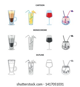 Vector illustration of liquor and restaurant sign. Set of liquor and ingredient stock vector illustration.