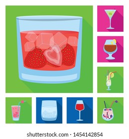 Vector illustration of liquor and restaurant sign. Set of liquor and ingredient stock symbol for web.