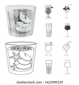 Vector illustration of liquor and restaurant symbol. Set of liquor and ingredient stock vector illustration.