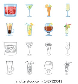 Vector illustration of liquor and restaurant symbol. Collection of liquor and ingredient vector icon for stock.