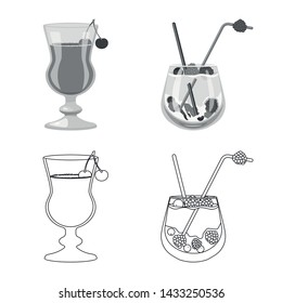 Vector illustration of liquor and restaurant symbol. Collection of liquor and ingredient stock vector illustration.