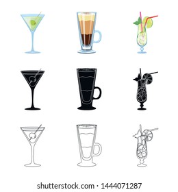 Vector illustration of liquor and restaurant symbol. Collection of liquor and ingredient vector icon for stock.