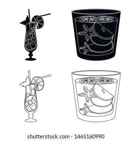 Vector illustration of liquor and restaurant symbol. Collection of liquor and ingredient stock symbol for web.