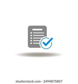 Vector illustration of list document with check mark. Icon of request.