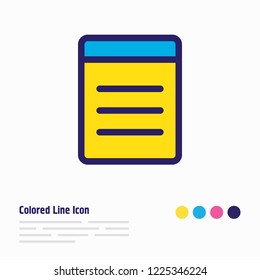 Vector illustration of list icon colored line. Beautiful app element also can be used as document icon element.