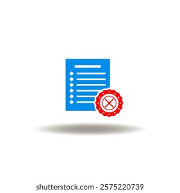 Vector illustration of list with stamp close. Symbol of COB Close Of Business. Icon of termination of the deal, contract.