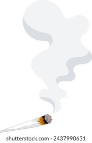 Vector illustration of a lit cigarette emitting smoke.