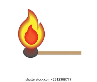 Vector illustration of a lit match on a white background