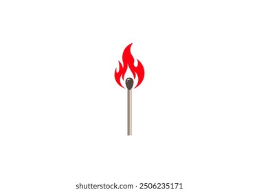 Vector illustration of a lit match on a white background	