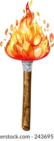 Vector illustration of a lit torch with fire.