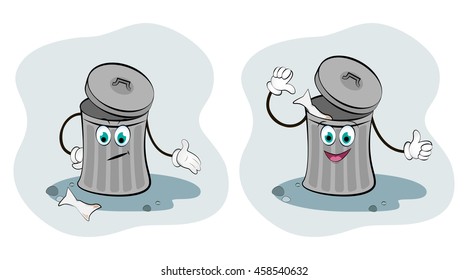 Vector illustration of litter bins. 