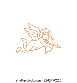 vector illustration of little angel with arrow