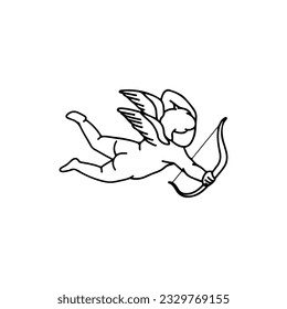vector illustration of little angel with arrow