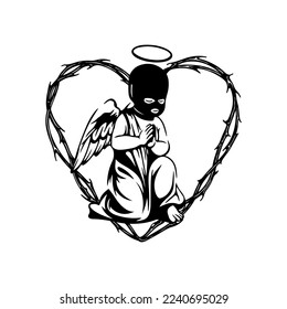 vector illustration of little angel with wings concept