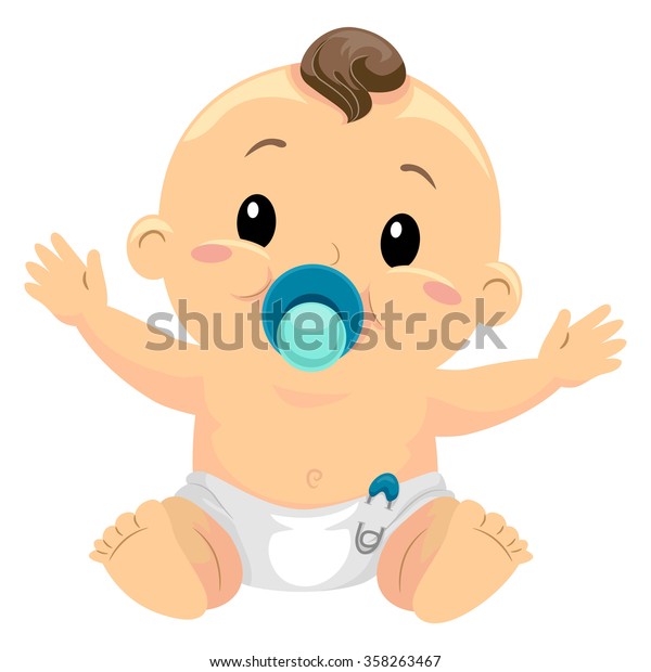 Vector Illustration Little Baby Boy Sucking Stock Vector (Royalty Free ...