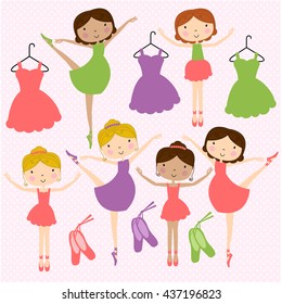 Vector illustration of little ballerinas