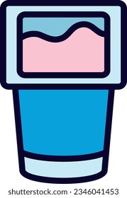 Vector illustration of a little bottle of strawberry yogurt. Dairy food. Diet and breakfasts.