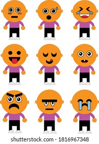 Vector illustration of little boy with bald head