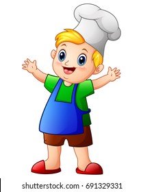 Vector illustration of Little boy chef cartoon