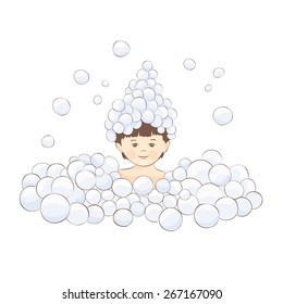 Vector illustration -- little boy in foam