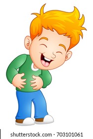 Vector illustration of Little boy laughing out loud