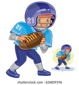 Vector illustration of little boy playing American football. Print