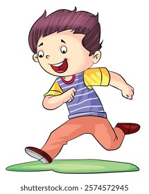 Vector illustration little boy running