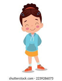 vector illustration of little boy with smiling happy face expression