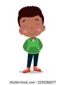 vector illustration of little boy with smiling happy face expression