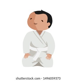 Vector illustration of a little boy in uniform. Suitable for oriental martial arts such as aikido, judo, karate, jiu-jitsu, bodo