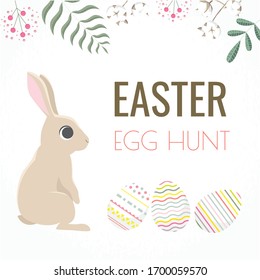 Vector illustration of little bunny for easter. Cute rabbit set. Happy Easter. Elements isolated on white background. EPS 10