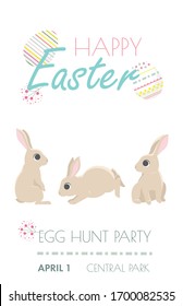 Vector illustration of little bunny for easter. Cute rabbit set. Happy Easter. Elements isolated on white background. EPS 10