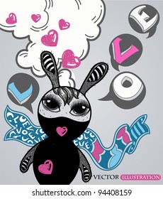 vector illustration of a little bunny for valentine day