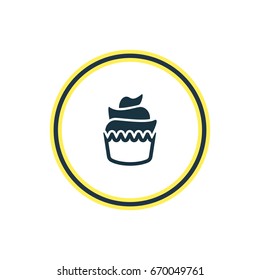 Vector Illustration Of Little Cake Outline. Beautiful Meal Element Also Can Be Used As Dessert  Element.