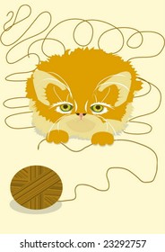 vector illustration with little cat