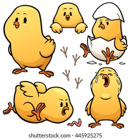 Vector illustration of Little Chick Character Set