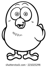 Vector illustration of little chicken - Coloring book