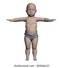 Vector illustration of a little child in a pose with arms raised. EPS 8.
