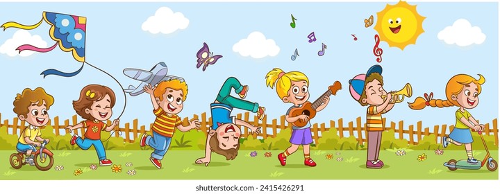 ilustración vectorial de niños pequeños jugando