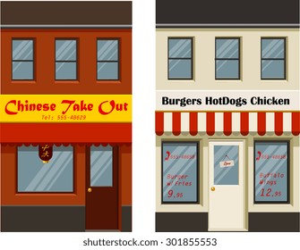 Vector illustration of little city buildings that can be combined with other sets.
