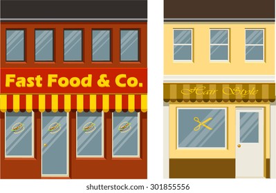 Vector illustration of little city buildings that can be combined with other sets.