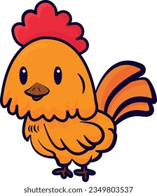 Vector illustration of a little cockerel. Farm animals.