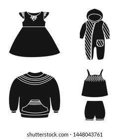 Vector illustration of little and cotton icon. Set of little and kid stock vector illustration.