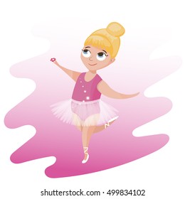 Vector illustration of little cute ballerina in dance.